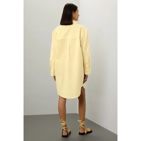 Saunders Yellow Oversized Mini Shirt Dress Size 4 Designer Women’s Casual Style - Picture 4 of 15